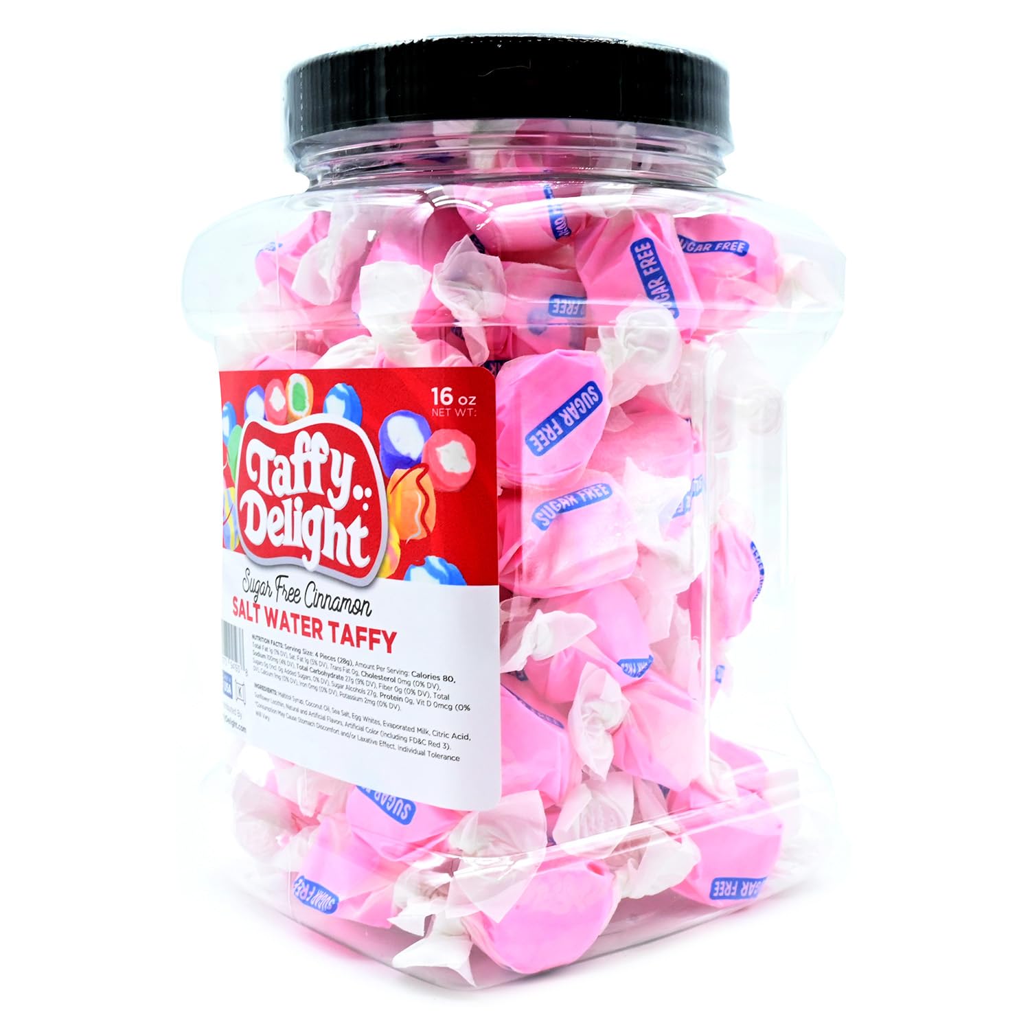 Taffy Delight Sugar Free Cinnamon Salt Water Taffy 16oz Jar