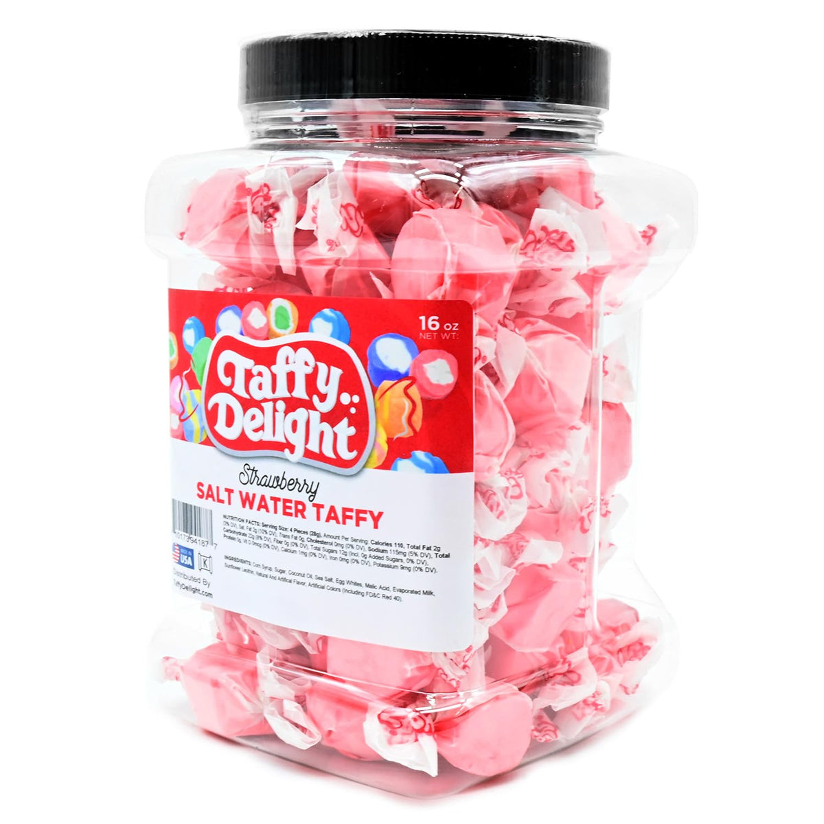 Taffy Delight Strawberry Salt Water Taffy 16oz Jar