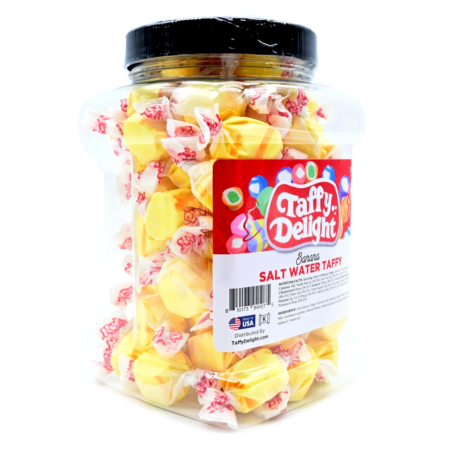 Taffy Delight Banana Salt Water Taffy 16oz Jar