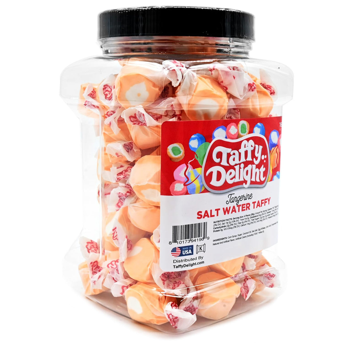 Taffy Delight Tangerine Salt Water Taffy 16oz Jar