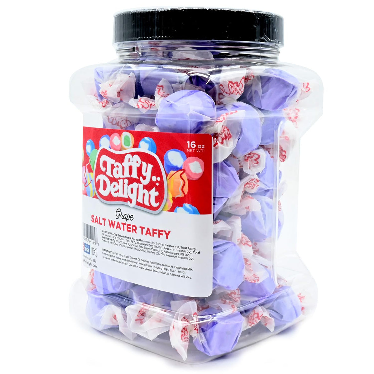 Taffy Delight Grape Salt Water Taffy 16oz Jar