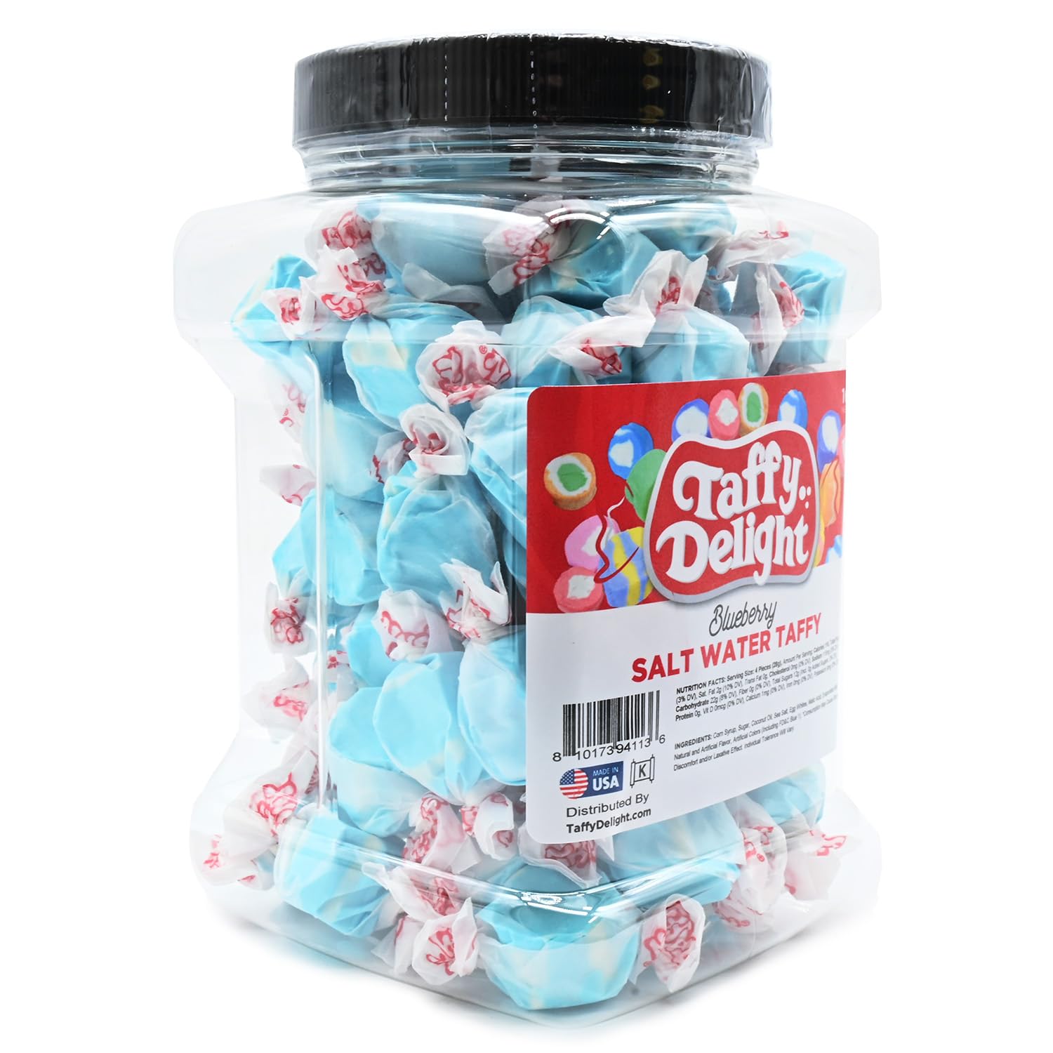Taffy Delight Blueberry Salt Water Taffy 16oz Jar