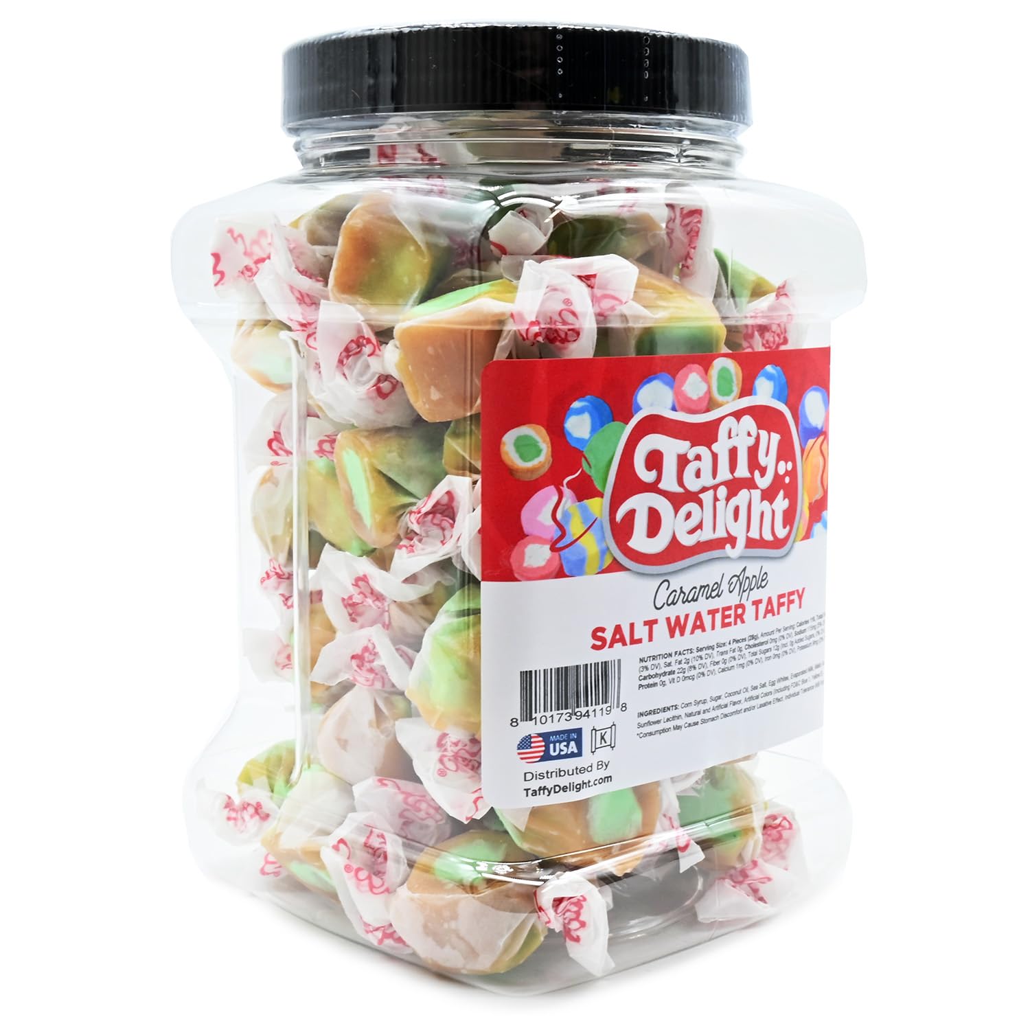 Taffy Delight Caramel Apple Salt Water Taffy 16oz Jar