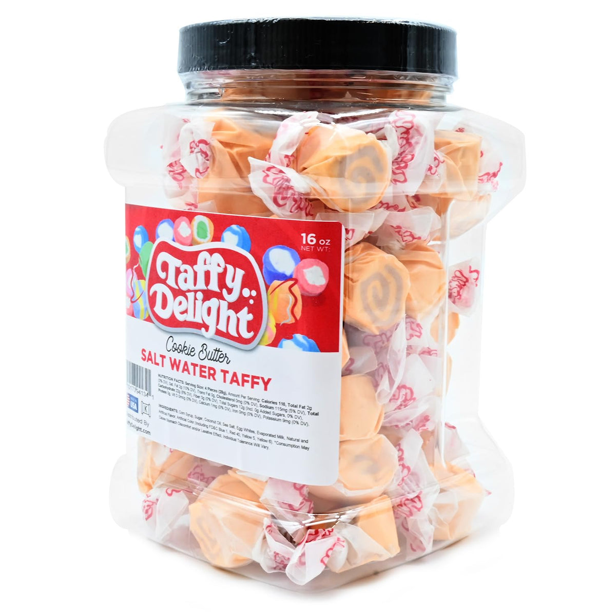 Taffy Delight Cookie Butter Salt Water Taffy 16oz Jar