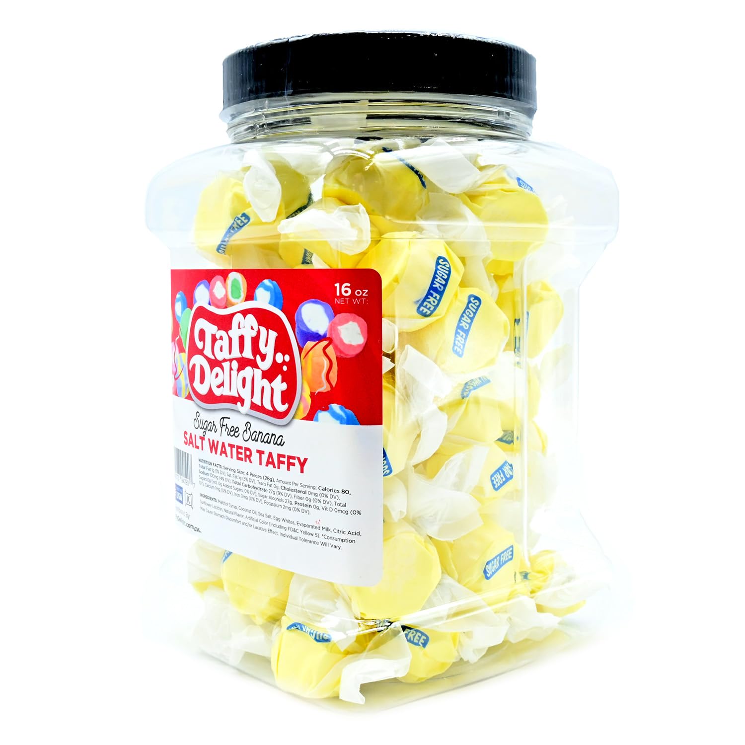 Taffy Delight Sugar Free Banana Salt Water Taffy 16oz Jar