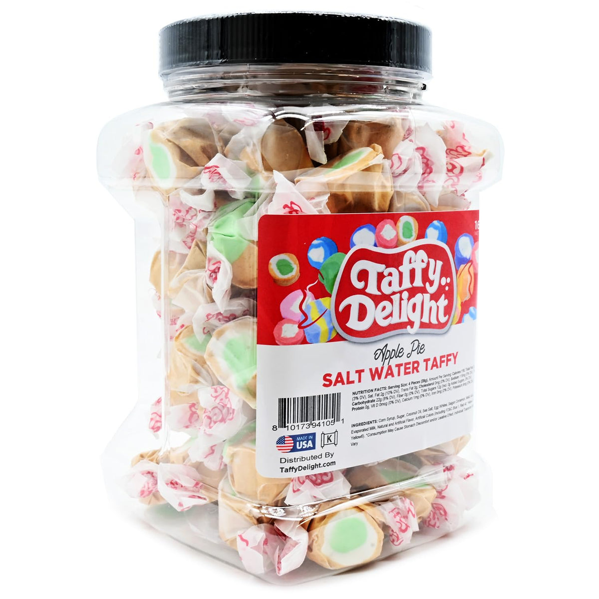 Taffy Delight Apple Pie Salt Water Taffy 16oz Jar