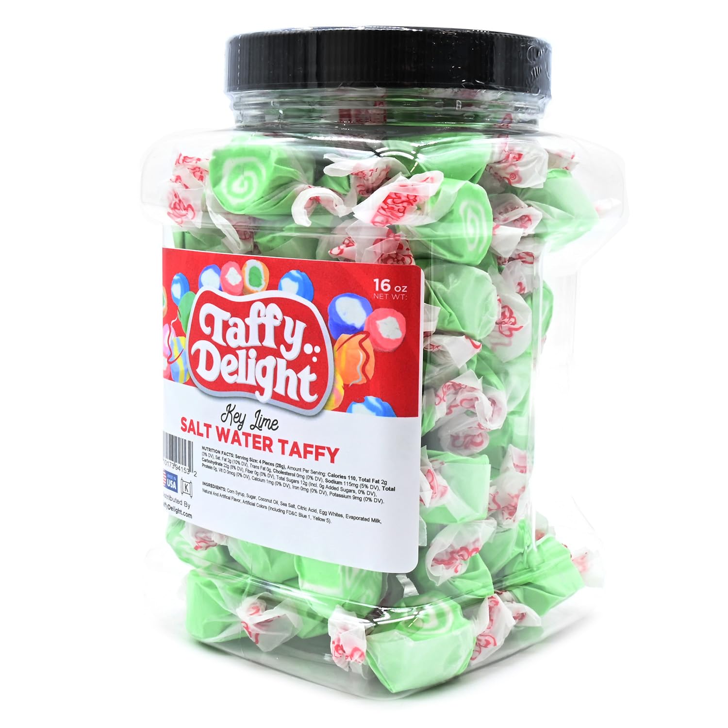 Taffy Delight Key Lime Salt Water Taffy 16oz Jar