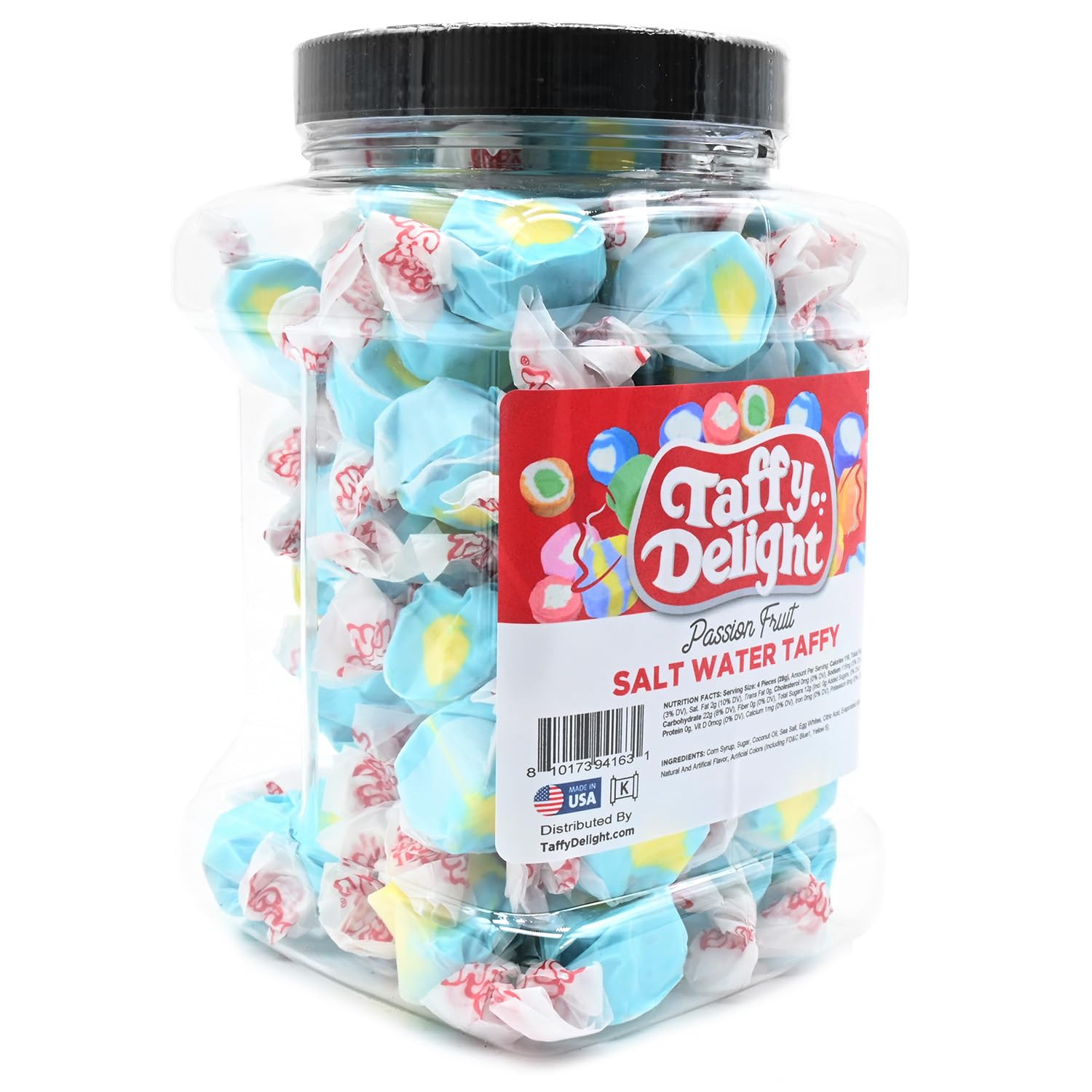 Taffy Delight Passion Fruit Salt Water Taffy 16oz Jar