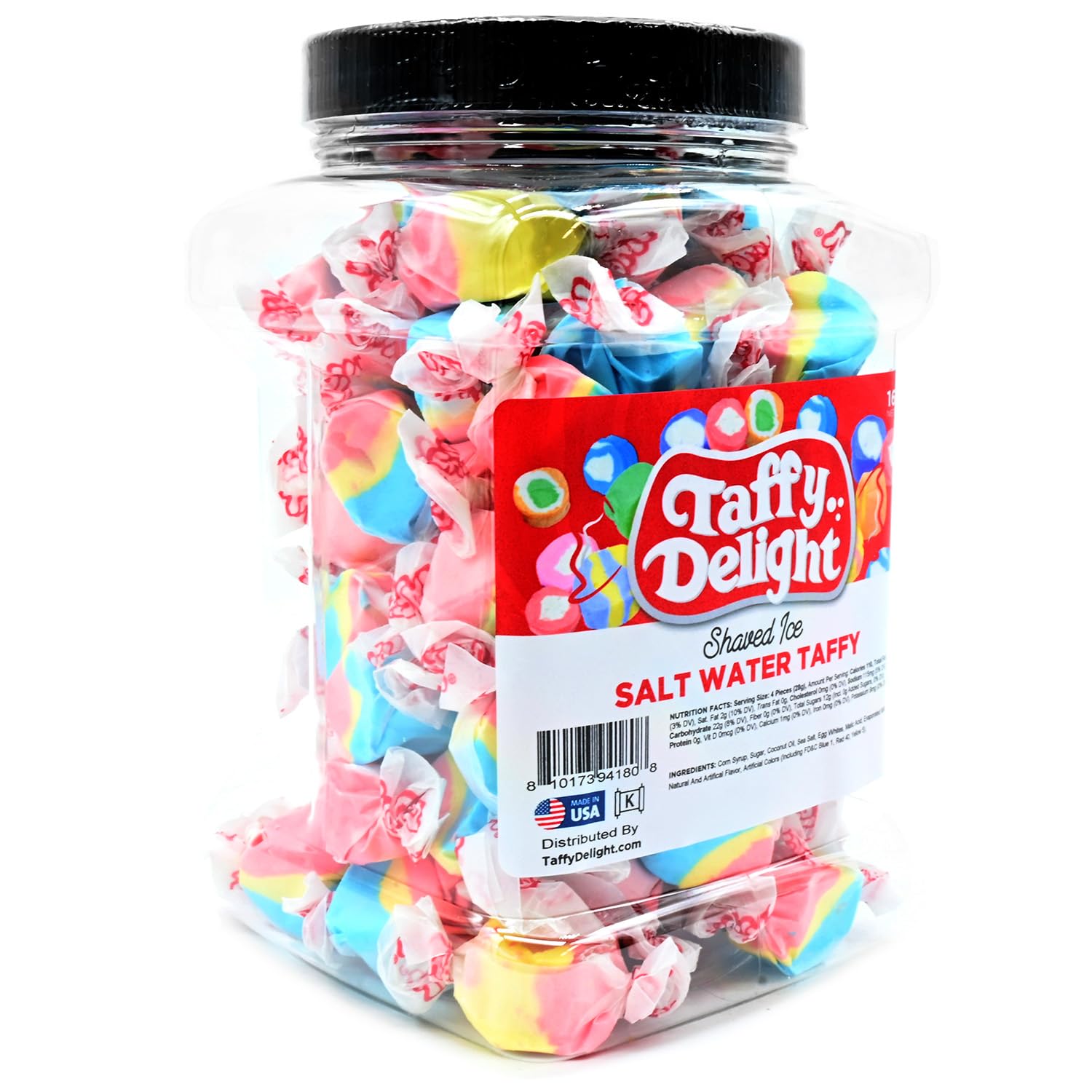 Taffy Delight Shaved Ice Salt Water Taffy 16oz Jar
