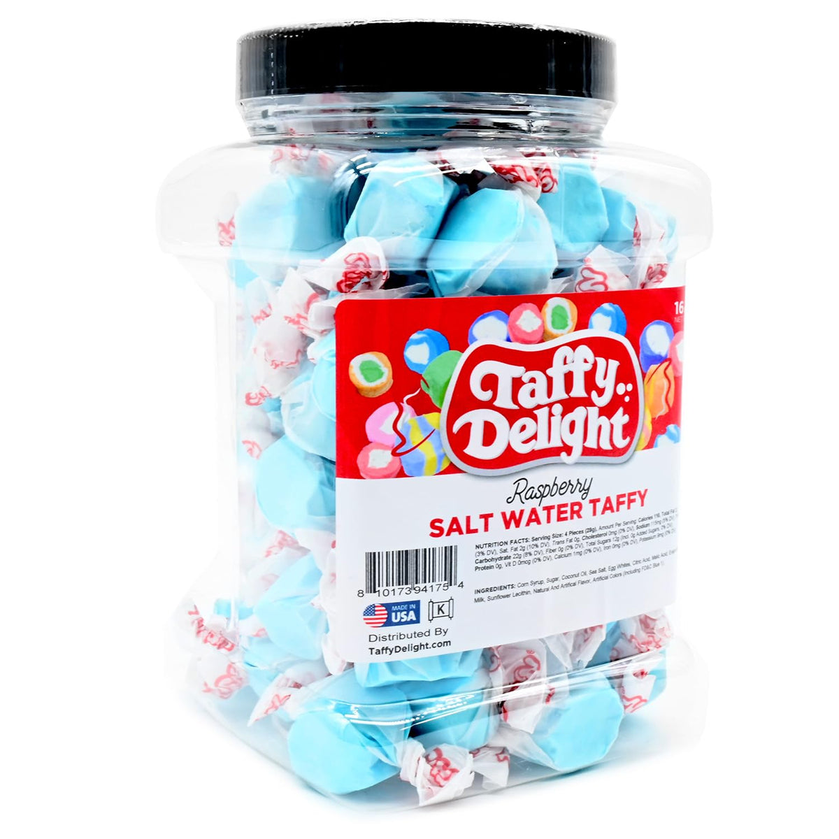 Taffy Delight Raspberry Salt Water Taffy 16oz Jar