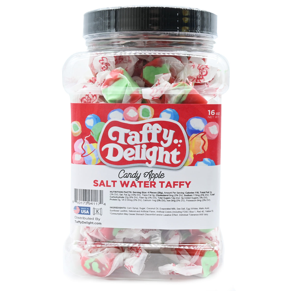 Taffy Delight Candy Apple Salt Water Taffy 16oz Jar