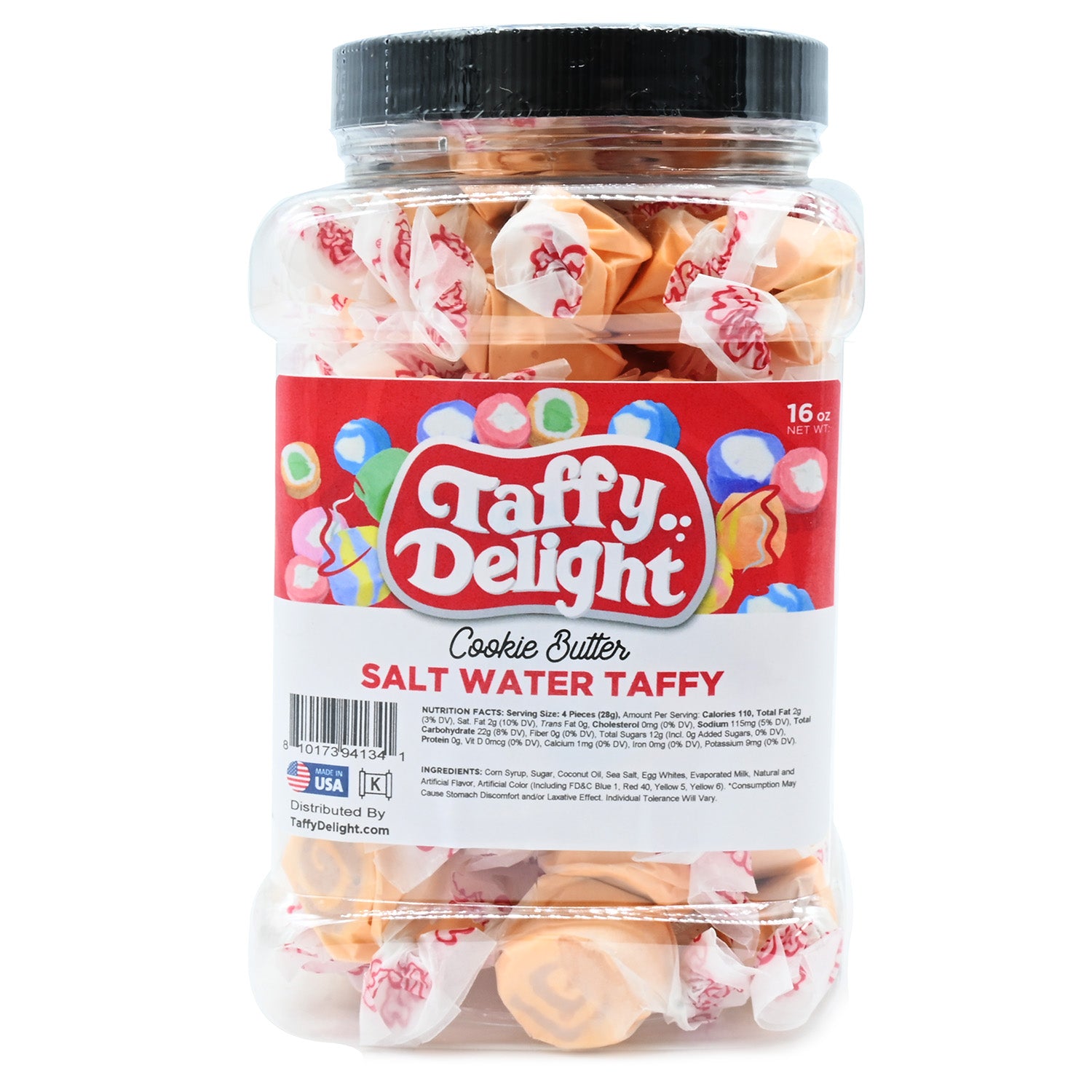 Taffy Delight Cookie Butter Salt Water Taffy 16oz Jar