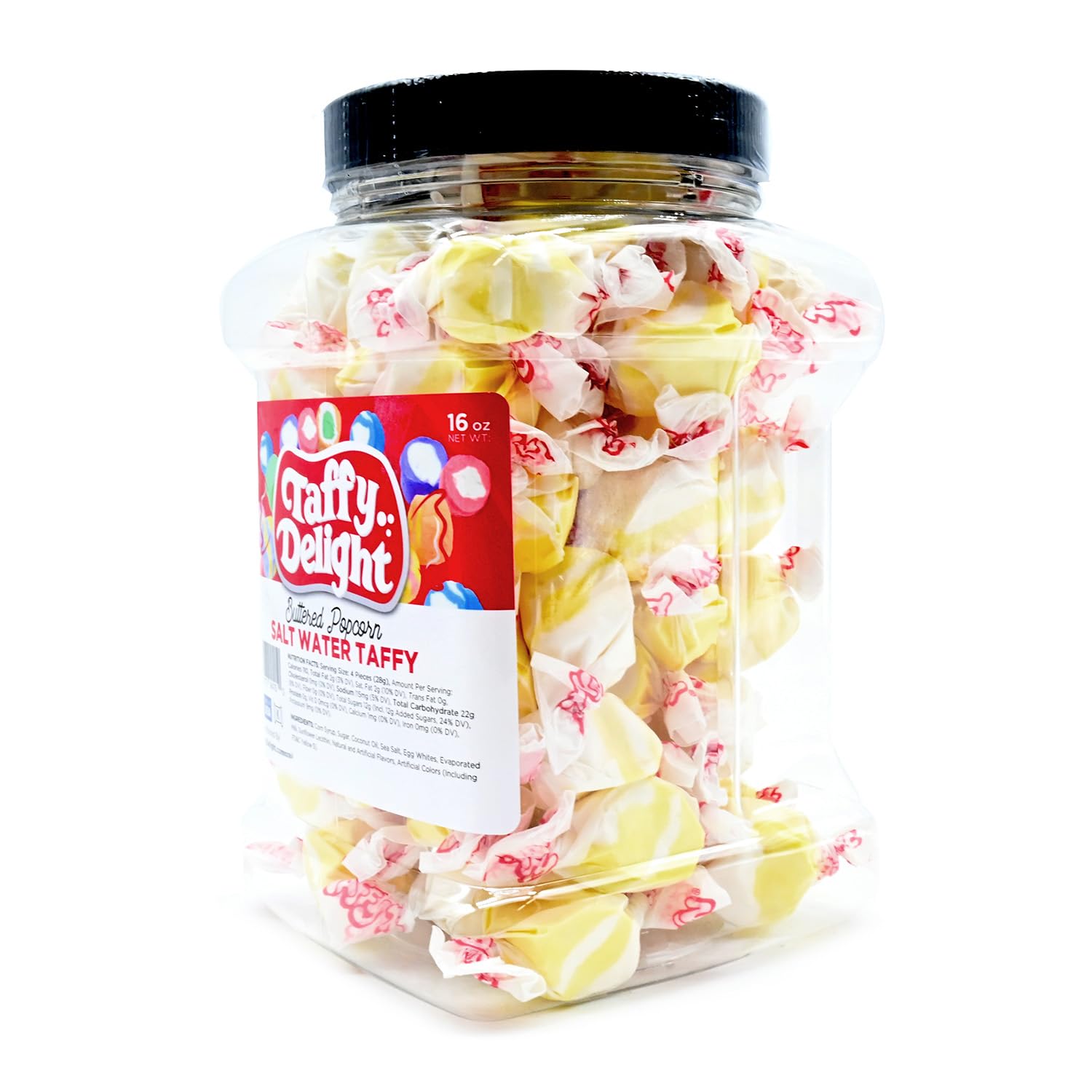 Taffy Delight Buttered Popcorn Salt Water Taffy 16oz Jar