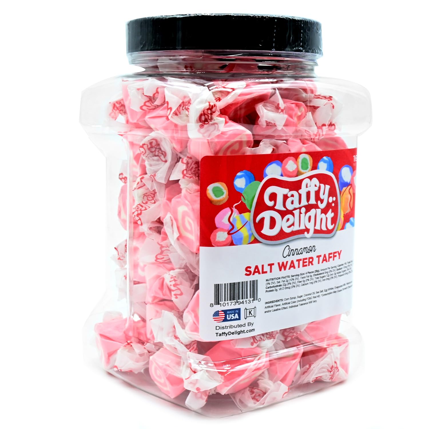 Taffy Delight Cinnamon Salt Water Taffy 16oz Jar