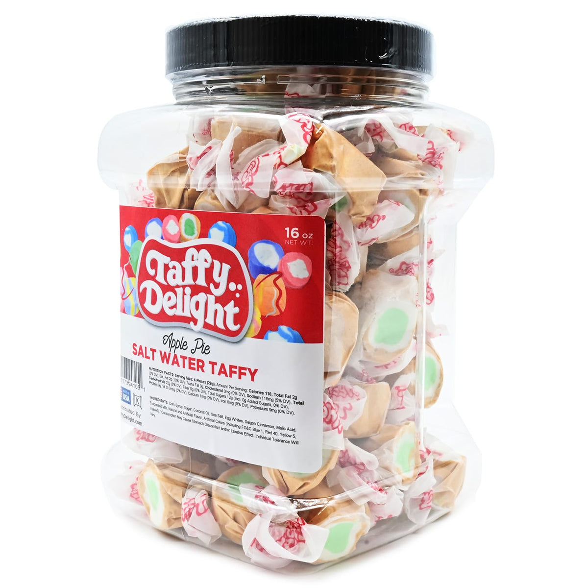 Taffy Delight Apple Pie Salt Water Taffy 16oz Jar