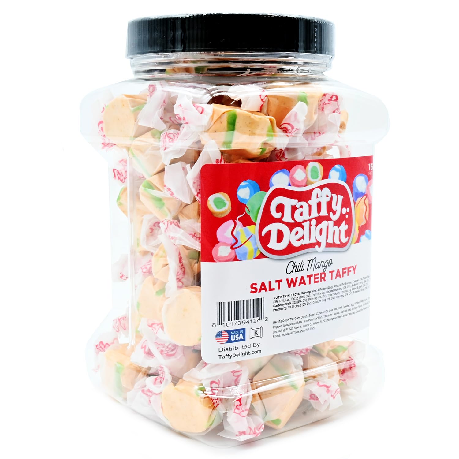 Taffy Delight Chili Mango Salt Water Taffy 16oz Jar