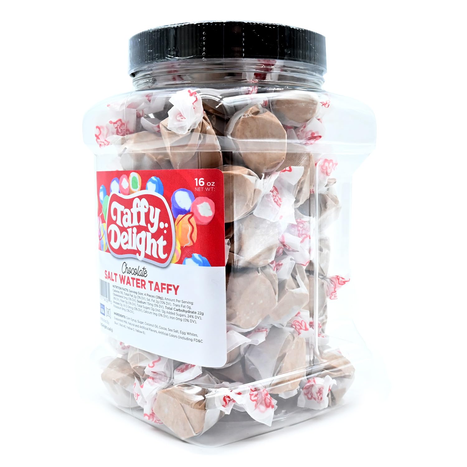 Taffy Delight Chocolate Salt Water Taffy 16oz Jar