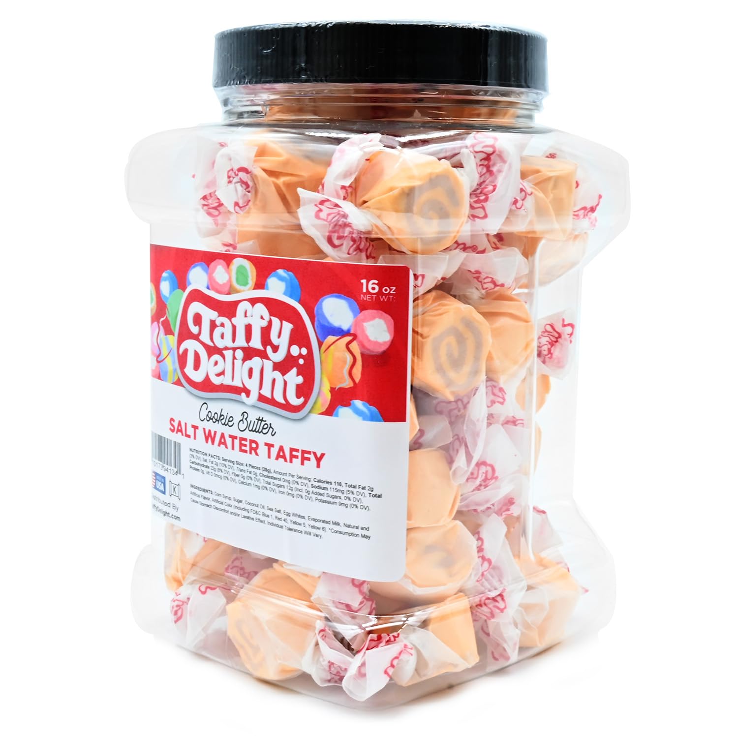 Taffy Delight Cookie Butter Salt Water Taffy 16oz Jar