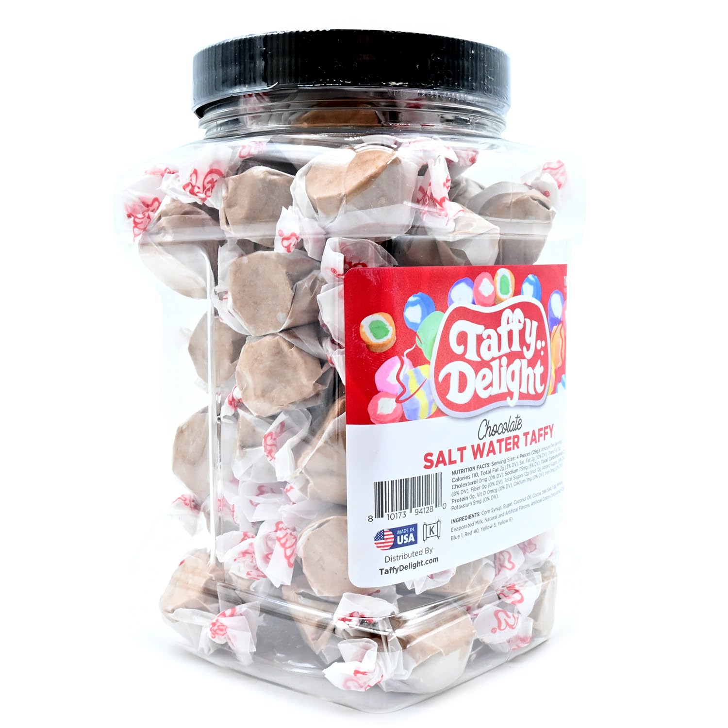 Taffy Delight Chocolate Salt Water Taffy 16oz Jar
