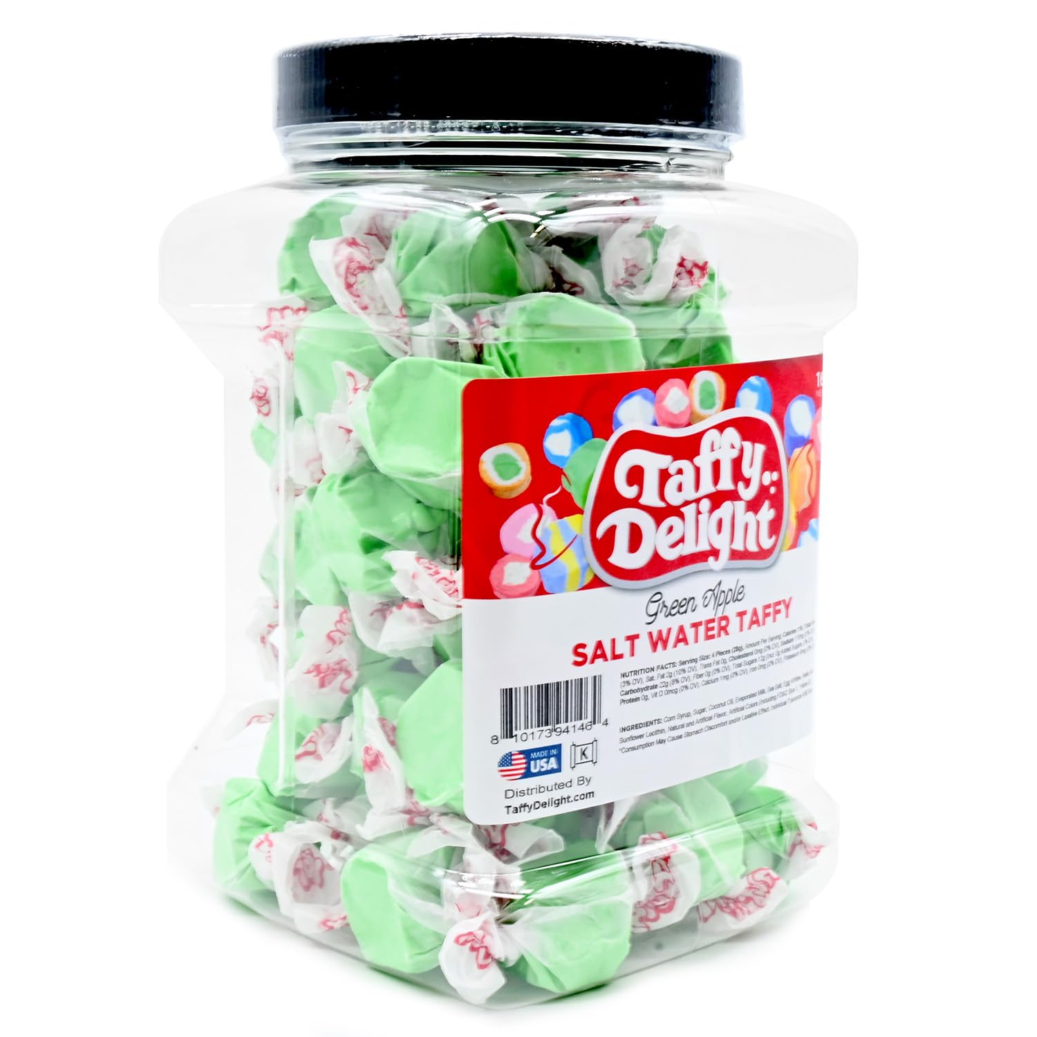 Taffy Delight Green Apple Salt Water Taffy 16oz Jar