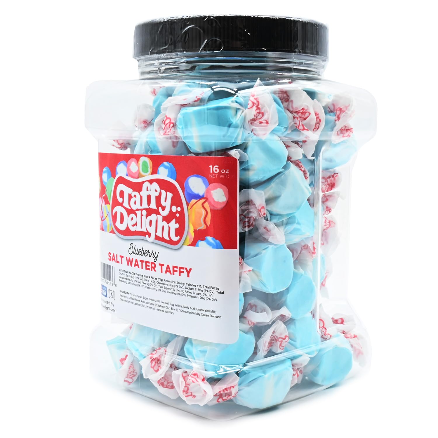 Taffy Delight Blueberry Salt Water Taffy 16oz Jar