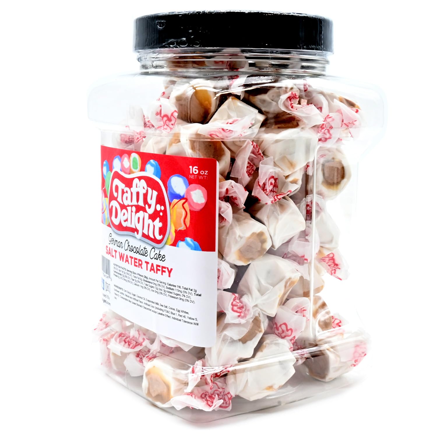 Taffy Delight German Chocolate Cake Salt Water Taffy 16oz Jar