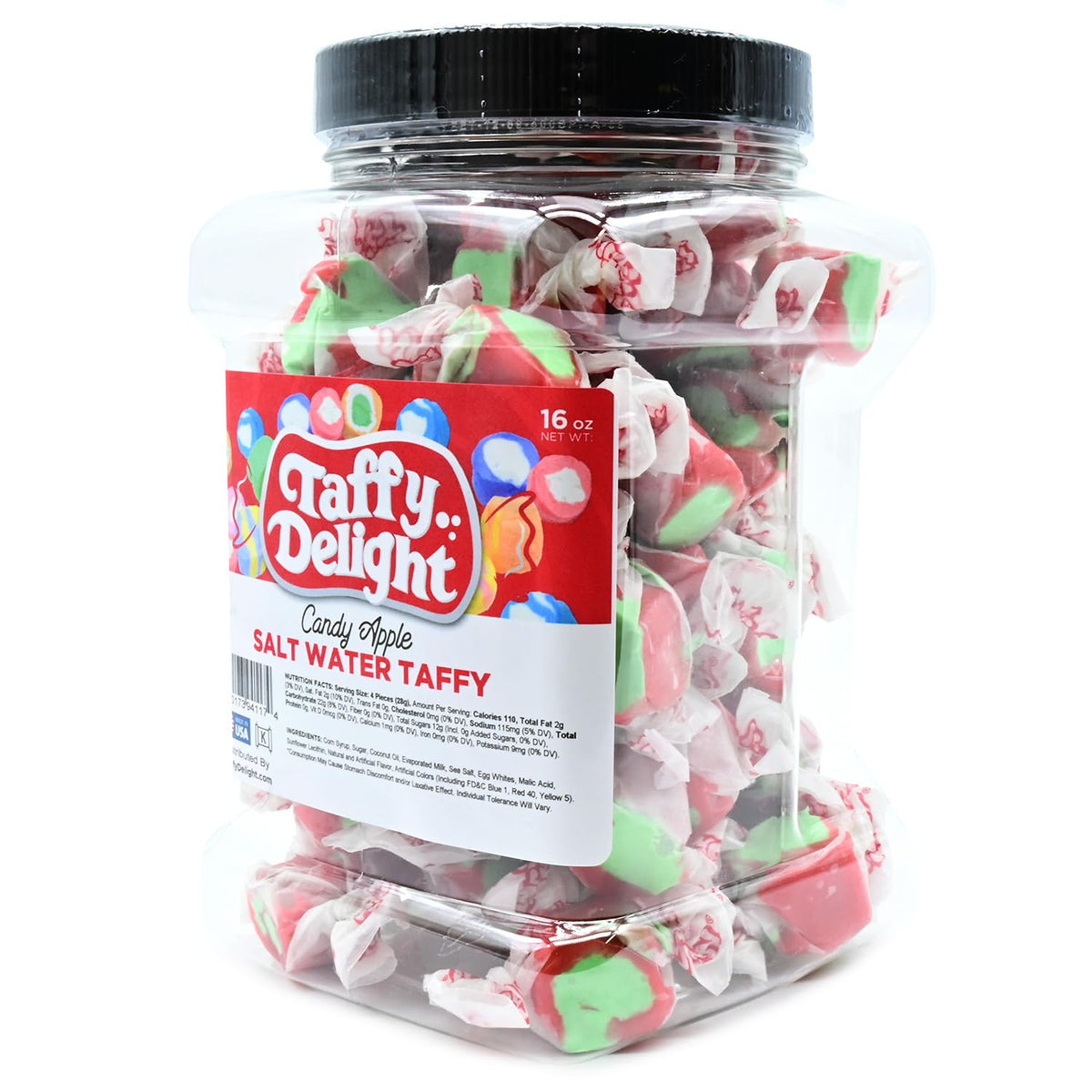 Taffy Delight Candy Apple Salt Water Taffy 16oz Jar