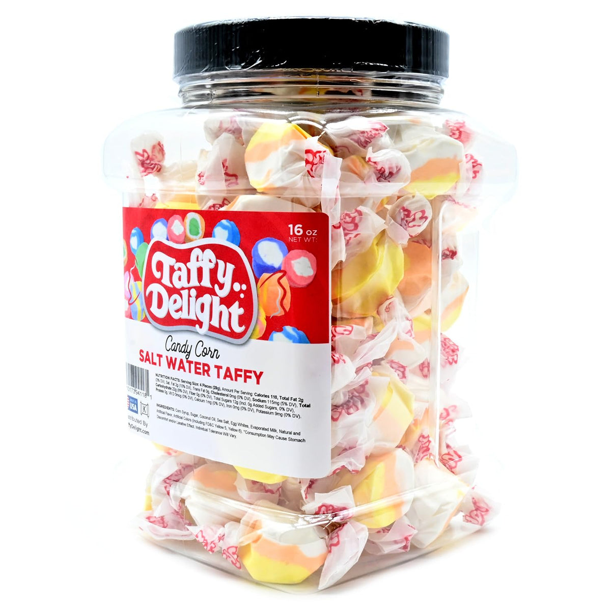 Taffy Delight Candy Corn Salt Water Taffy 16oz Jar