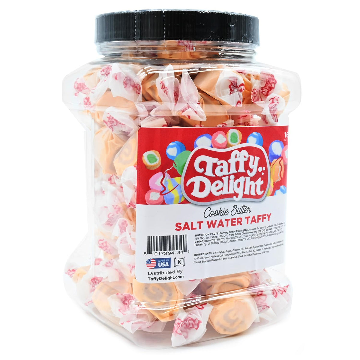 Taffy Delight Cookie Butter Salt Water Taffy 16oz Jar