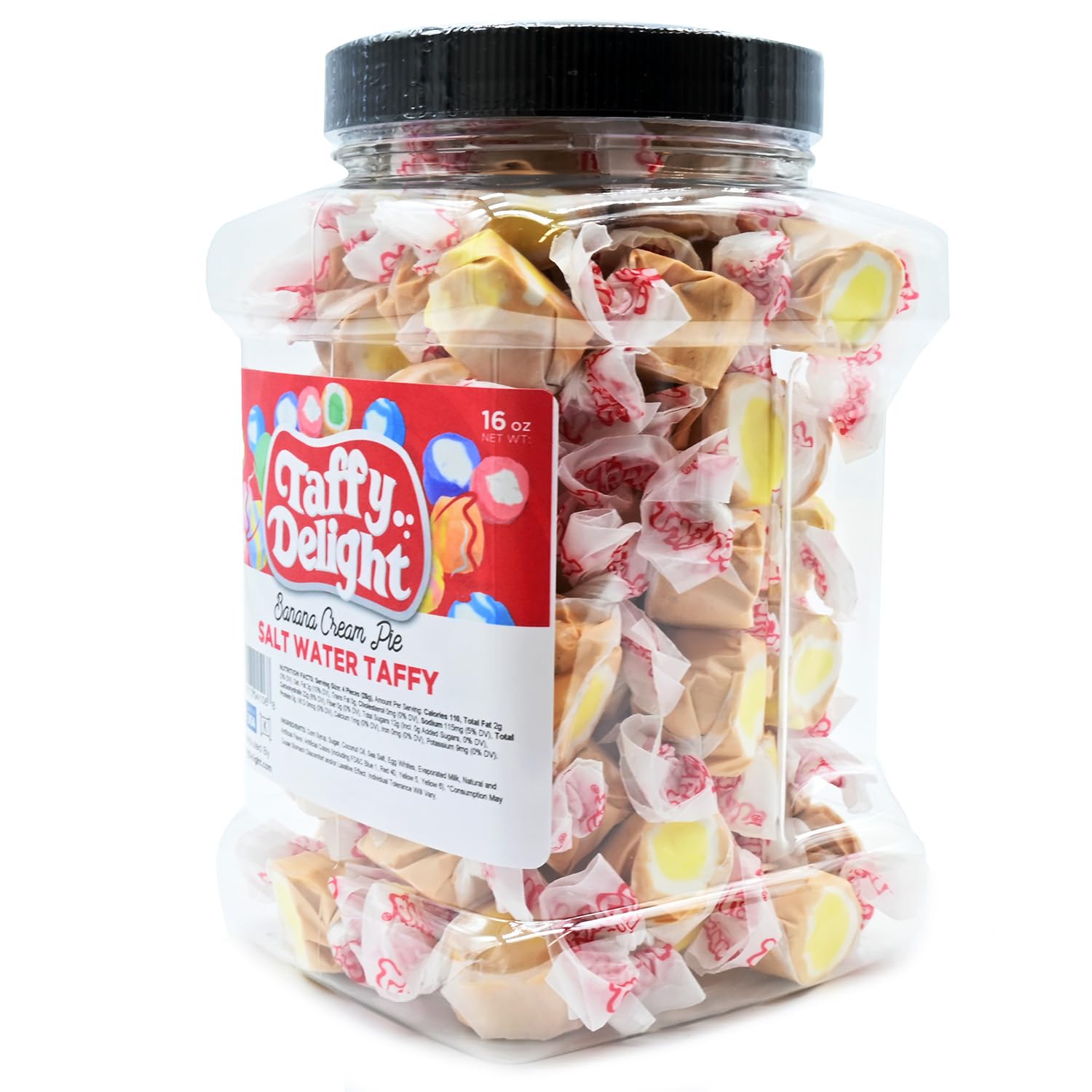 Taffy Delight Banana Cream Pie Salt Water Taffy 16oz Jar