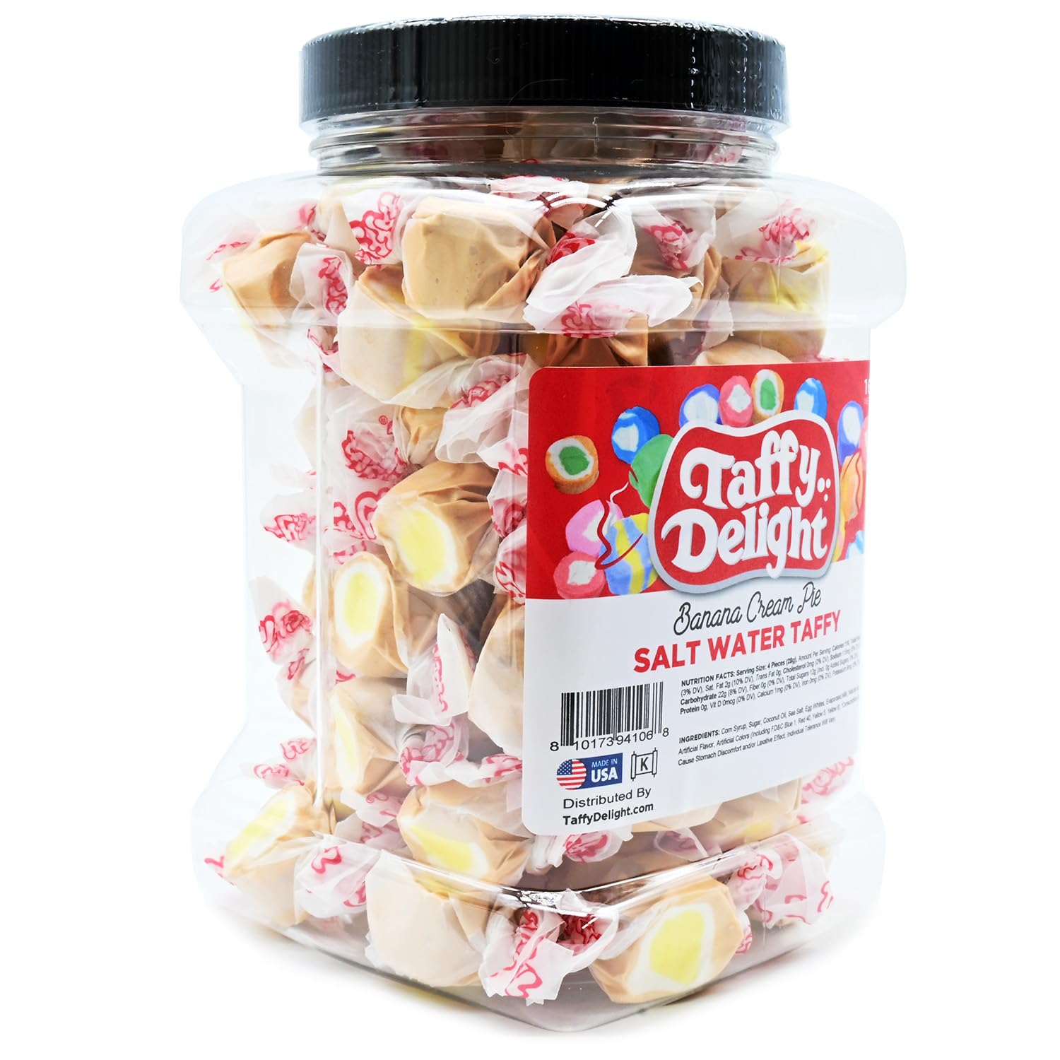 Taffy Delight Banana Cream Pie Salt Water Taffy 16oz Jar