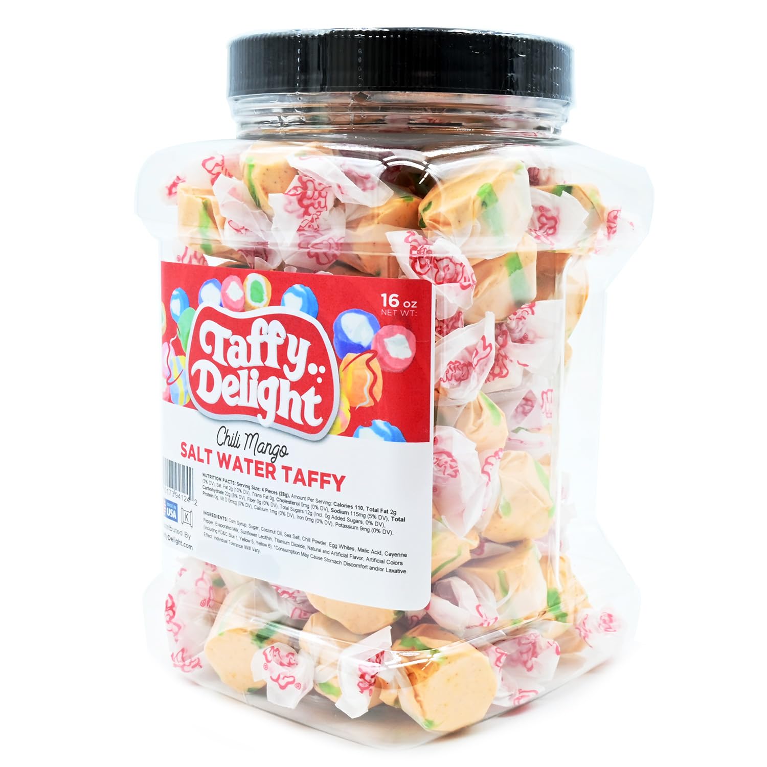 Taffy Delight Chili Mango Salt Water Taffy 16oz Jar