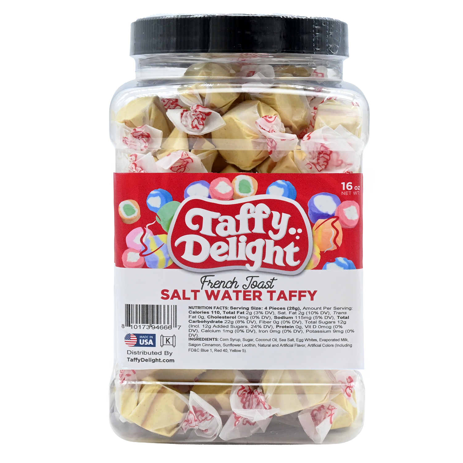 Taffy Delight French Toast Salt Water Taffy 16oz Jar